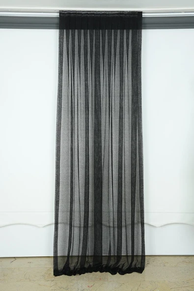 DAR ETEK SİYAH RENK TEK KANAT Hazır dikilmiş Pileli Fon Perde 75*260 cm ürün görseli