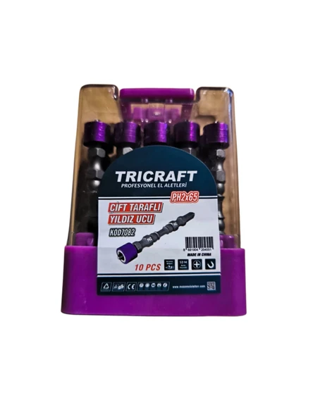 TRİCRAFT MIKNATIS UÇLU BİTS UÇ ÇİFT YÖNLÜ PH2x65mm - 2