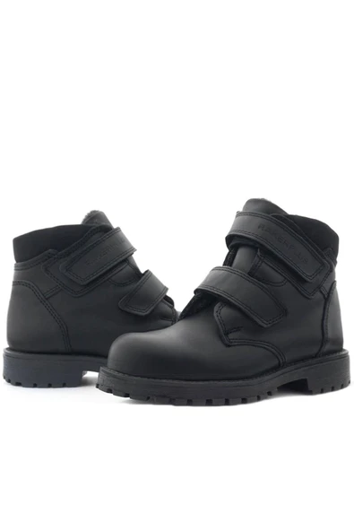 Rakerplus Sentor Hakiki Deri Yünlü Siyah Cırtlı Çocuk Bot - Resim 9