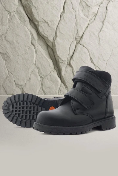 Rakerplus Sentor Hakiki Deri Yünlü Siyah Cırtlı Çocuk Bot ürün görseli