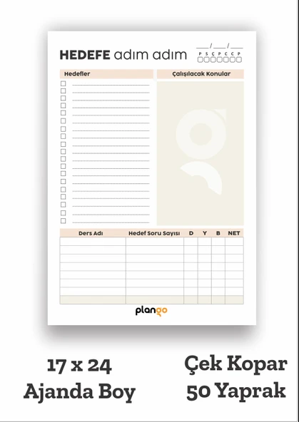 Plango Sınav Planlayıcı Model 2 - Çek Kopar Sınav Planlama Defteri - TYT - AYT - LGS - KPSS - DGS Sınav Planlama ürün görseli