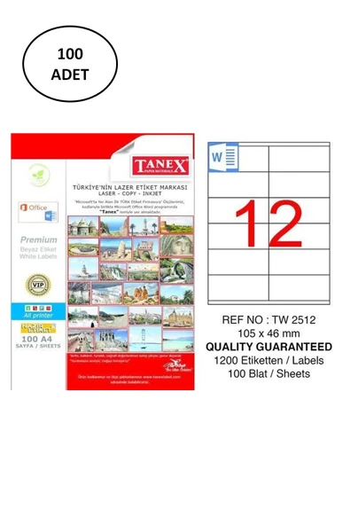 Tanex Tw-2512 Lazer Etiket 105x46 Mm 100 Adet ürün görseli