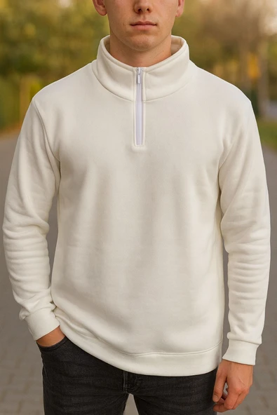 Yarım Fermuarlı Erkek Polar Sweatshirt - Sıcak Tutan , Rahat Kalıp ürün görseli