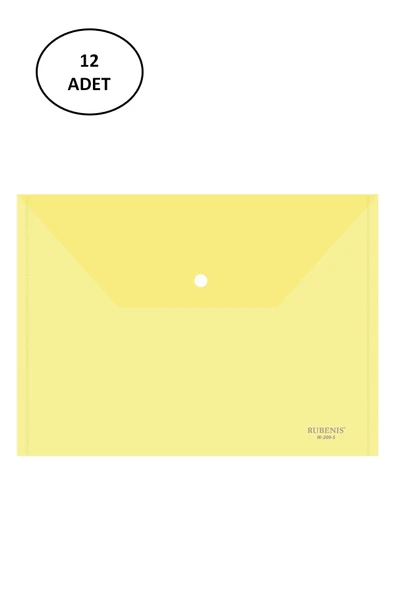 Rubenis Çıtçıtlı Dosya A4 Şeffaf Sarı 12 Adet ürün görseli