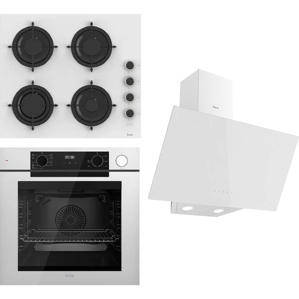 Ferre Steamart-Fryart Serisi Beyaz Set (CS206-FA + QEP64CB +D078) - Emaye Izgara ürün görseli 1