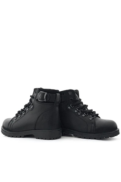 Hakiki Deri Siyah Gerçek Kürklü Bağcıklı Fermuarlı Çocuk Botu - Resim 10