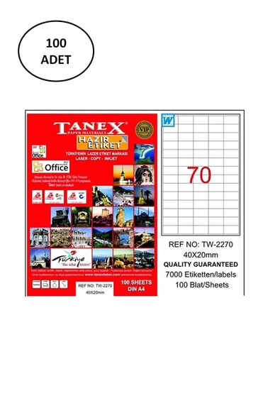 Tanex Tw-2270 40x20 Mm Laser Etiket 100 Lü ürün görseli