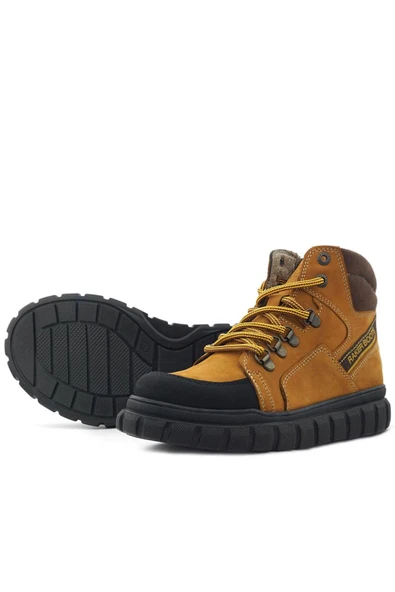 Rakerplus Hakiki Deri Sarı Kahverengi Fermuarlı Erkek Çocuk Bot - Resim 8