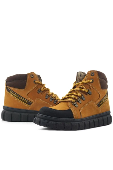 Rakerplus Hakiki Deri Sarı Kahverengi Fermuarlı Erkek Çocuk Bot - Resim 9