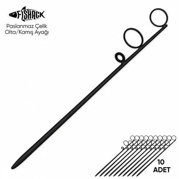 Olta Kamış Ayağı - Paslanmaz Çelik - Fishack - Siyah - 10'lu