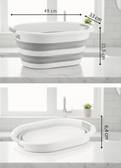 18 Litre Katlanır Silikon Çamaşır Sepeti – Akordiyon Tasarım, Pratik ve Yer Tasarruflu - Resim 2