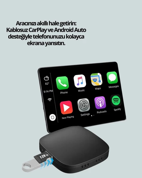 Kablosuz CarPlay ve Android Auto Dönüştürücü Adaptör - 2