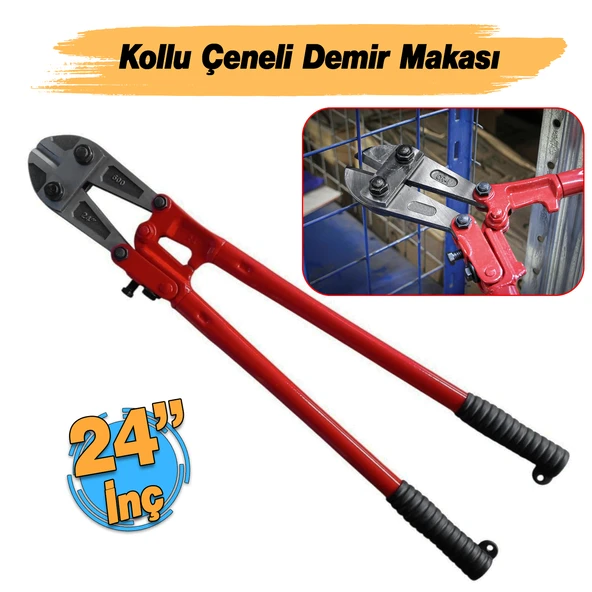 (24'') Kollu Çeneli Kupplon Demir Kesme Makası Çubuk İnşaat Demiri Teli Metal Kesim Makası CR-V - Resim 3