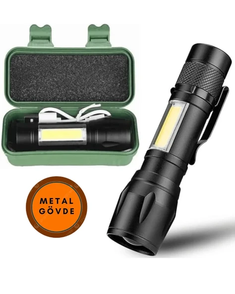 2 Adet Q-Max Xpe Usb Charge Zomlu El Feneri - Resim 3