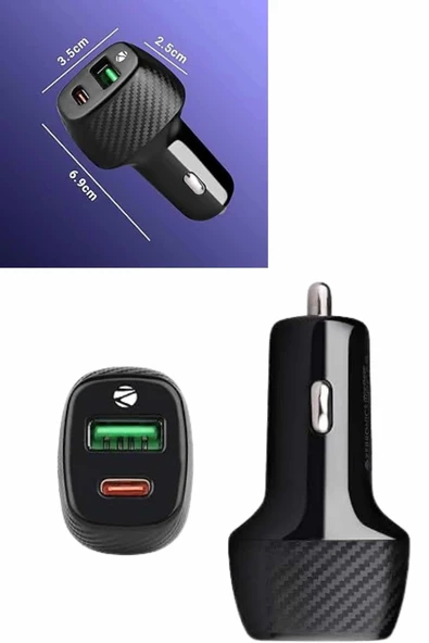 38W USB Type-C Girişli Oto Çakmaklık Araç İçi Hızlı Şarj Çakmaklık Şarj Aleti - 5