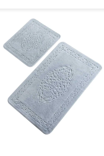 Madame Clean Home 2li Pamuklu Banyo Paspas Seti Osmanlı Desen Gri - 2