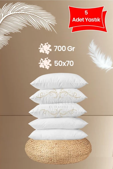 Madame Clean Home 5 Adet Boncuk Slikon Yastık 700 gr/ 50x70 - 1