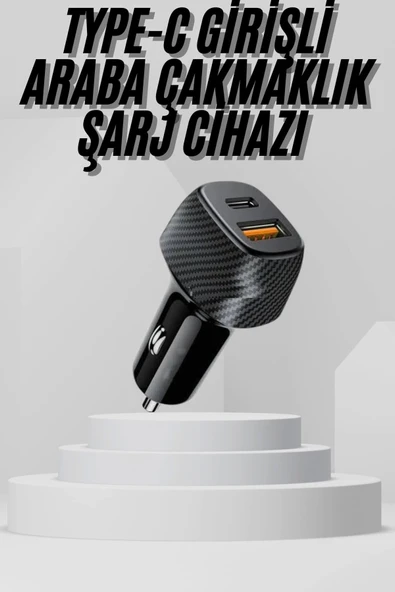 Araç İçi Şarj Cihazı 38W Güç Kapasiteli Type-C Girişli Araba Çakmaklık - 1