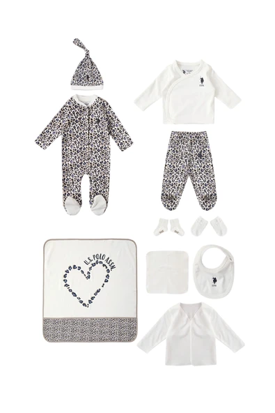 Krem Leopar Desen Bebek 10Lu Hastane Çıkış Seti ürün görseli