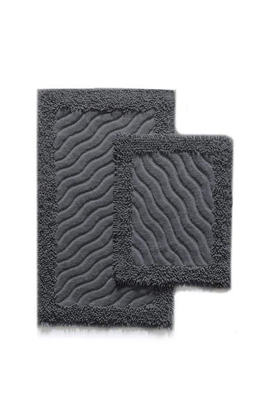 Madame Clean Home Cotton Marlow 2'li Pamuklu Klozet Takımı Antrasit Banyo Paspas Seti Klozet Takımı - 2