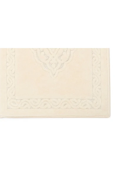 İva Home Collections Lotus 2'li Pamuklu Klozet Takımı, Krem Banyo Paspas Seti - 3