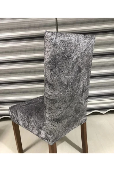 Madame Clean Home İpek Kadife Damar Desen 6'lı Likralı Sandalye Kılıfı - Resim 2