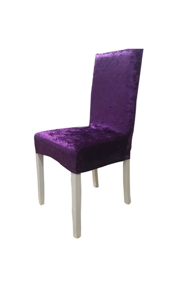 Madame Clean Home Kadife Likralı Sandalye Kılıfı 6'lı Set Mor - 1