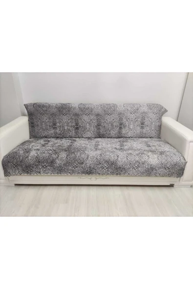 Selçuklu Tekstil Koyu Gri Süngerli Damar Desenli Ve Parlak Koltuk Çekyat Örtüsü - 3