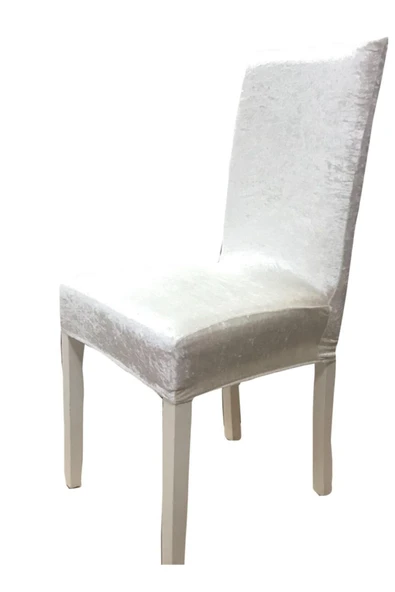 Madame Clean Home Kadife Likralı Sandalye Kılıfı 6'lı Set Krem - 1