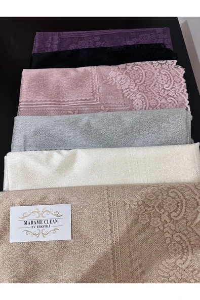 Madame Clean Home Çini Desenli Dertsiz Leke Tutmaz Dantelli Masa Örtüsü Krem 160x220 Cm - 8