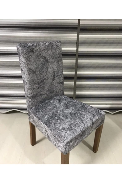 Madame Clean Home İpek Kadife Damar Desen 6'lı Likralı Sandalye Kılıfı ürün görseli