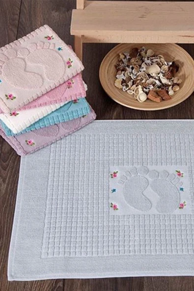 Çapa Home 3 Tane Ayak Havlusu Gri-pudra-petrol Renk Nakışlı Ayak Havlusu %100 Pamuk Ölçü:50x70 ürün görseli