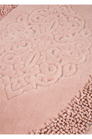 Madame Clean Home Cotton Special 2'li Oval Osmanlı Desen Pamuklu Klozet Takımı Pudra - 2