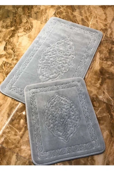 Madame Clean Home 2li Pamuklu Banyo Paspas Seti Osmanlı Desen Gri - 1