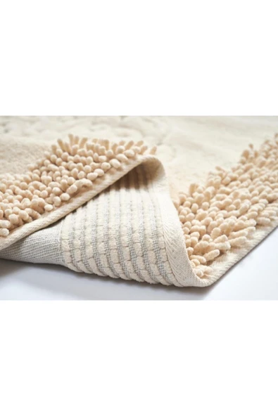 Madame Clean Home Cotton Special 2'li Osmanlı Desen Pamuklu Klozet Takımı Cappicino - 3