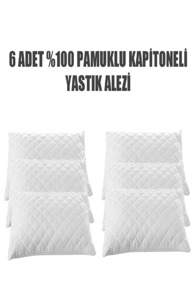 Madame Clean Home 6'lı Pamuklu Fermuarlı Kapitoneli Yastık Koruyucu Alez - Resim 2
