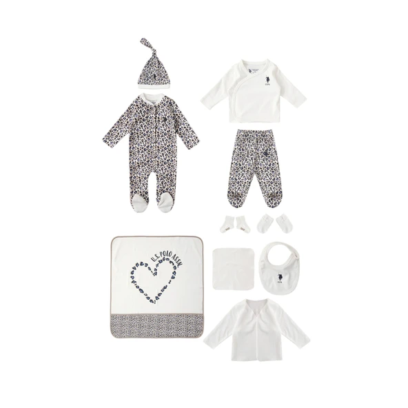 Krem Leopar Desen Bebek 10Lu Hastane Çıkış Seti ürün görseli 1
