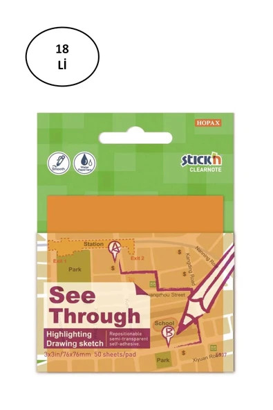 Gıpta Şeffaf Postit 76X76 Yarı Saydam Neon Turuncu 50 Yaprak ürün görseli