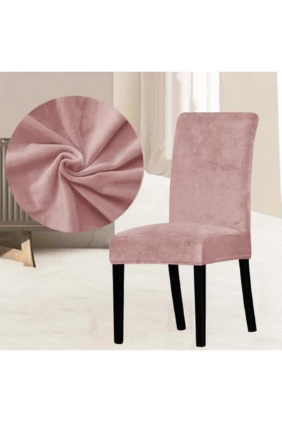 Madame Clean Home Kadife Likralı Sandalye Kılıfı 6'lı Set K.pudra - 1