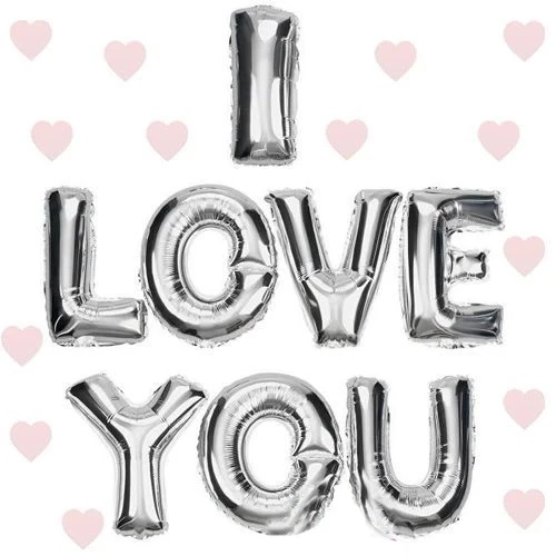I Love You Folyo Balon Gümüş Renk 35 Cm - 1