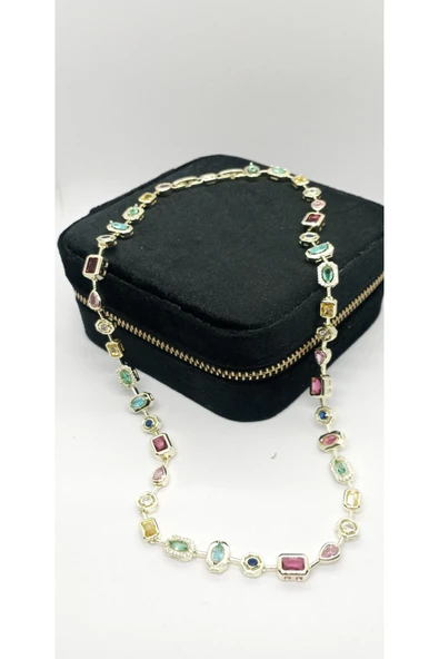 ndjewelry Marka Model Renkli Taşlı Kolye - 1