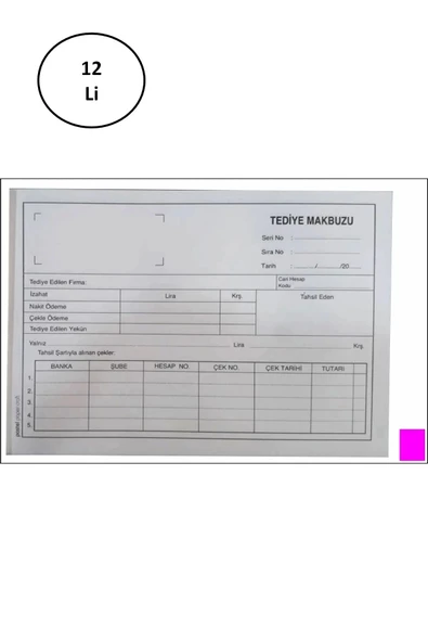 Pastel Tediye Makbuzu 14x20 Cm Boyutunda A5 Otokopili 2 Nüsha 50 Asıl 50 Suret 2/50 12'li - 2