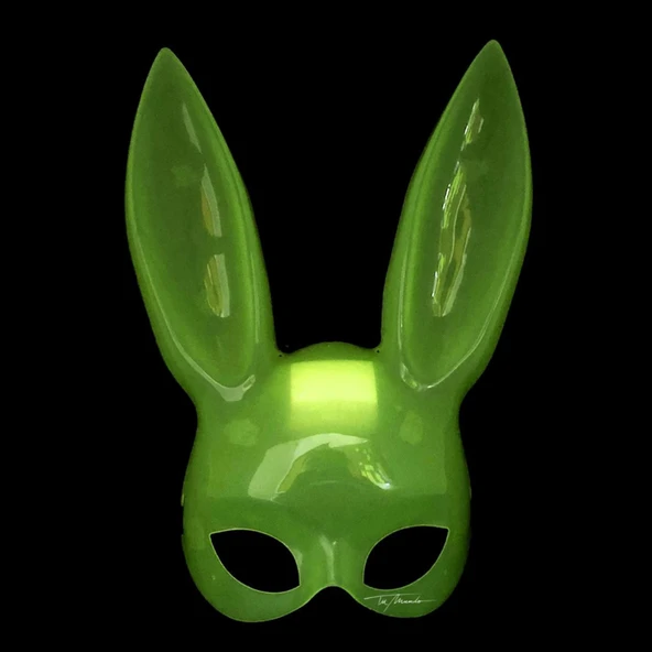 Karanlıkta Parlayan Fosforlu Tavşan Maskesi – Glow Bunny Masquerade Maske (32x22 Cm) - Resim 2