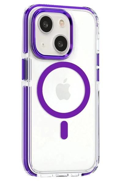 iPhone 15 Bella Magsafe Kapak - Derin Mor - Resim 2