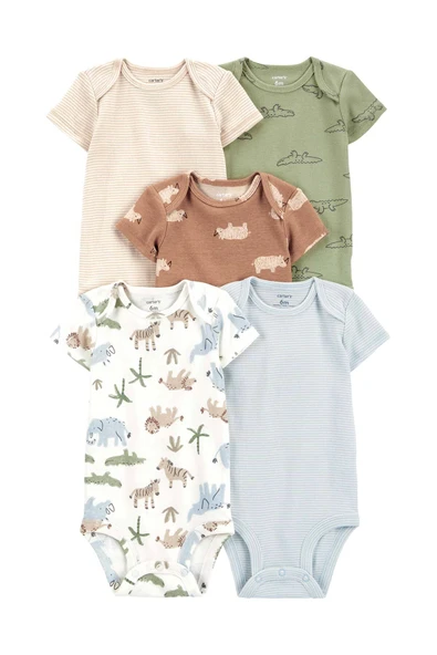 Carter's Erkek Bebek Kısa Kollu Body 5'li Paket - 1
