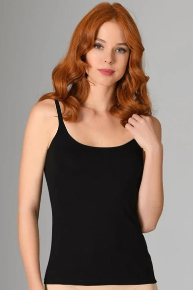 6 Adet Nbb Bayan İp Askılı Kare Yaka Atlet 662 - Resim 2