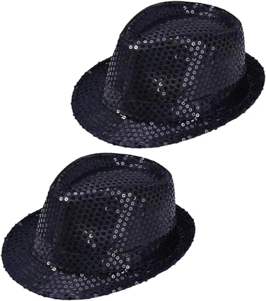 Çocuk Boy Siyah Payetli Şapka Gösteri Şapkası Michael Jackson Şapkası 54 No - Resim 3