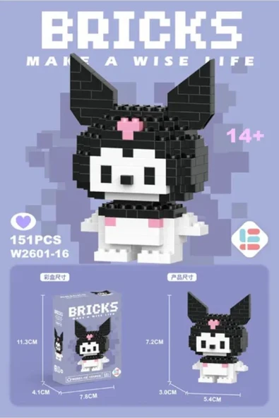 Kaptan Mavi Bricks Sanrio Kuromi 3d Yapboz Puzzle Yapı Oyuncakları - 1