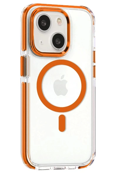 iPhone 15 Bella Magsafe Kapak - Turuncu - Resim 2