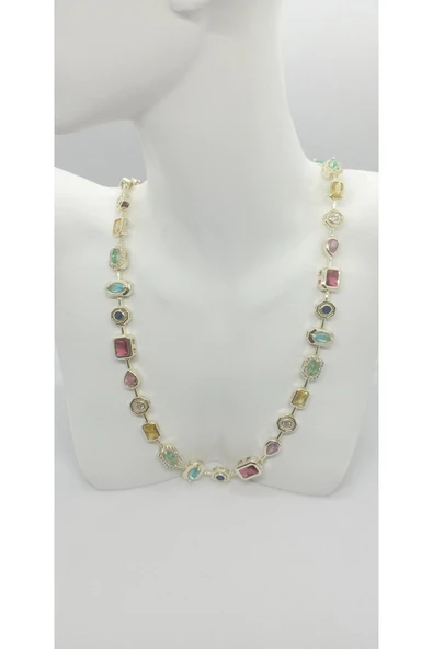 ndjewelry Marka Model Renkli Taşlı Kolye - 2